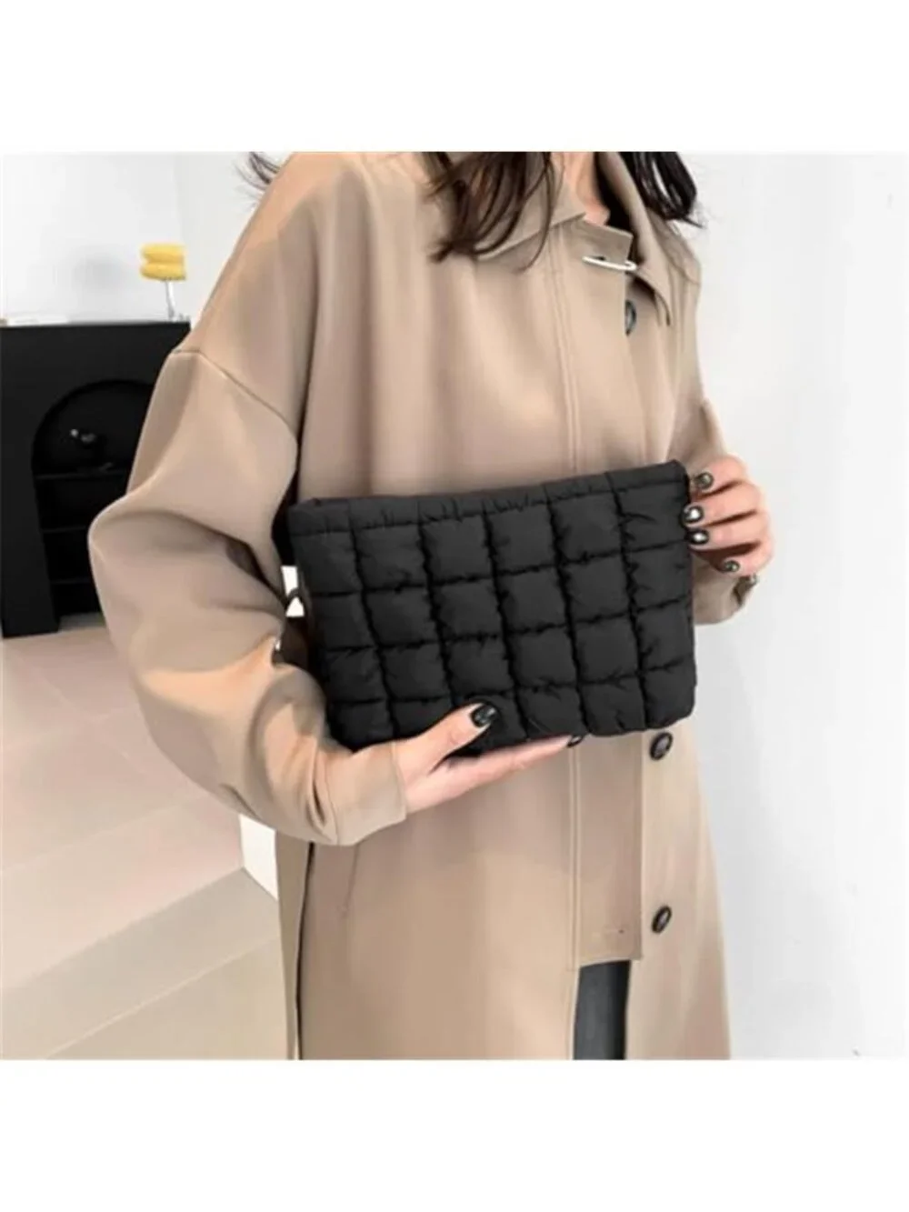 Puffy Quilted Makeup Bag Women Cosmetic Travel Toiletry Organizer Pouch Clutch